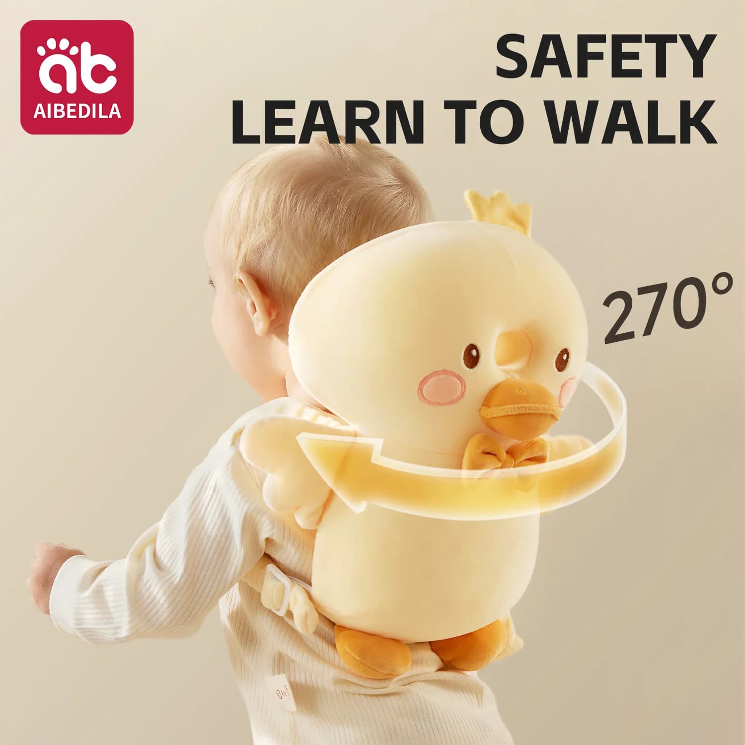 AIBEDILA Baby Head Protector Pillow 3-Sided Anti-Fall Back Safety Pad for Crawling Walking Toddlers Cute Animal Design