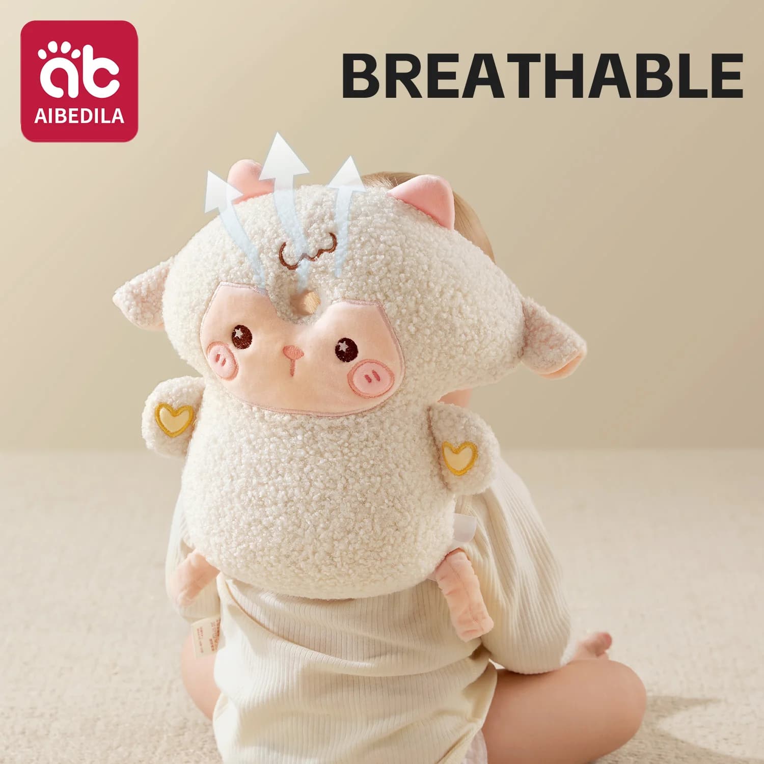 AIBEDILA Baby Head Protector Pillow 3-Sided Anti-Fall Back Safety Pad for Crawling Walking Toddlers Cute Animal Design